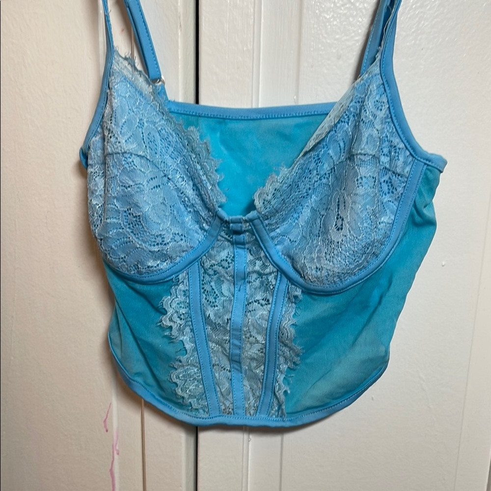 Chic Blue Lace Bustier